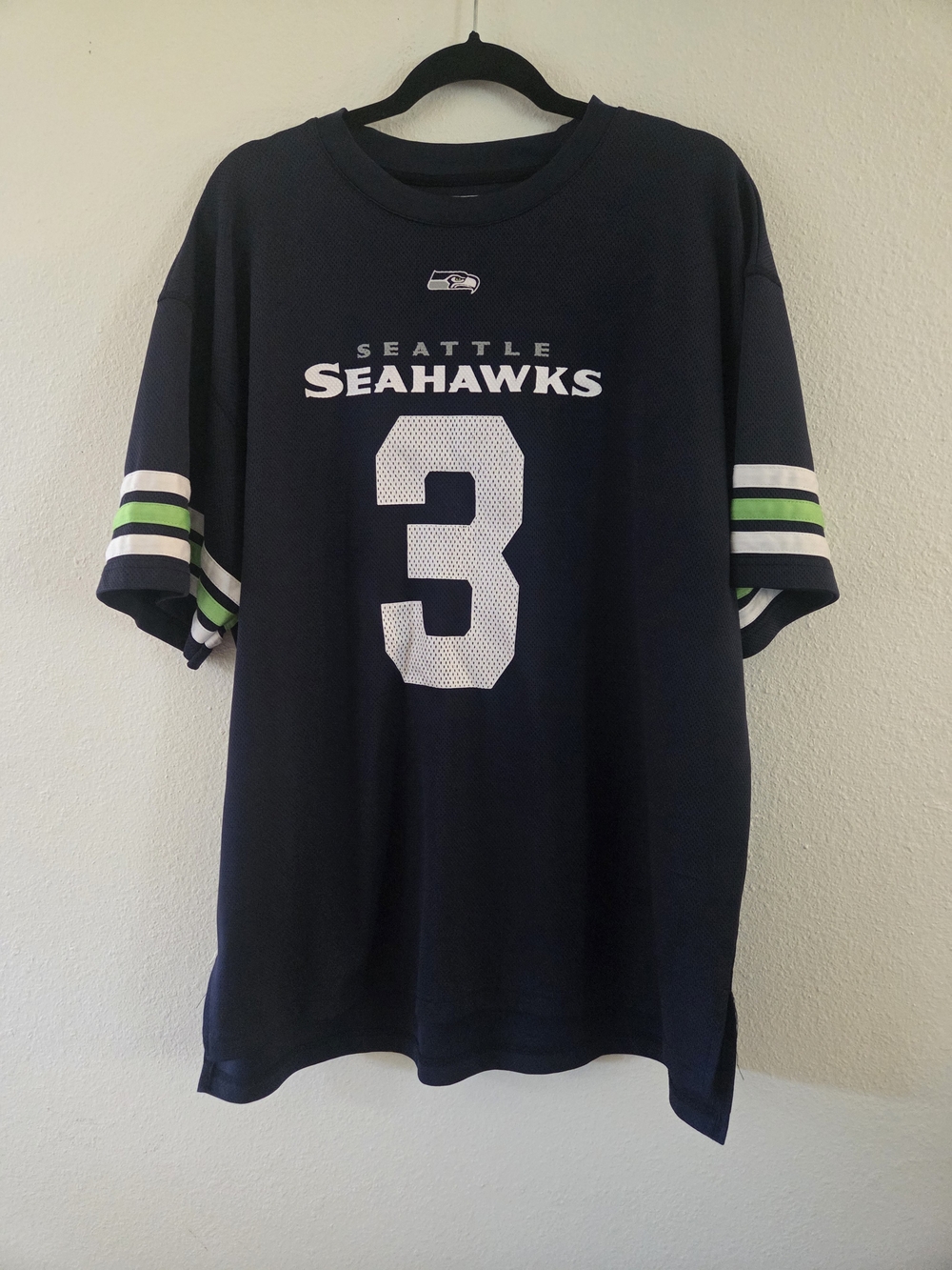 Team Apparel Navy Seattle Seahawks #3 Jersey with White and Green Accents
